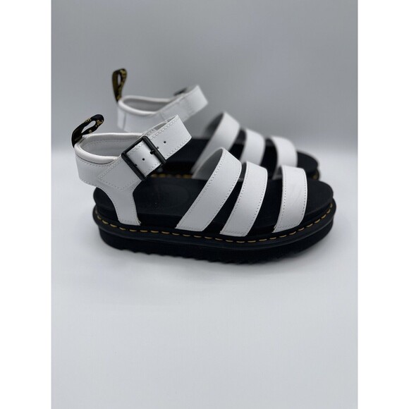 Dr Martens Leather Platform Sandals Womens 10 White Blaire Quad